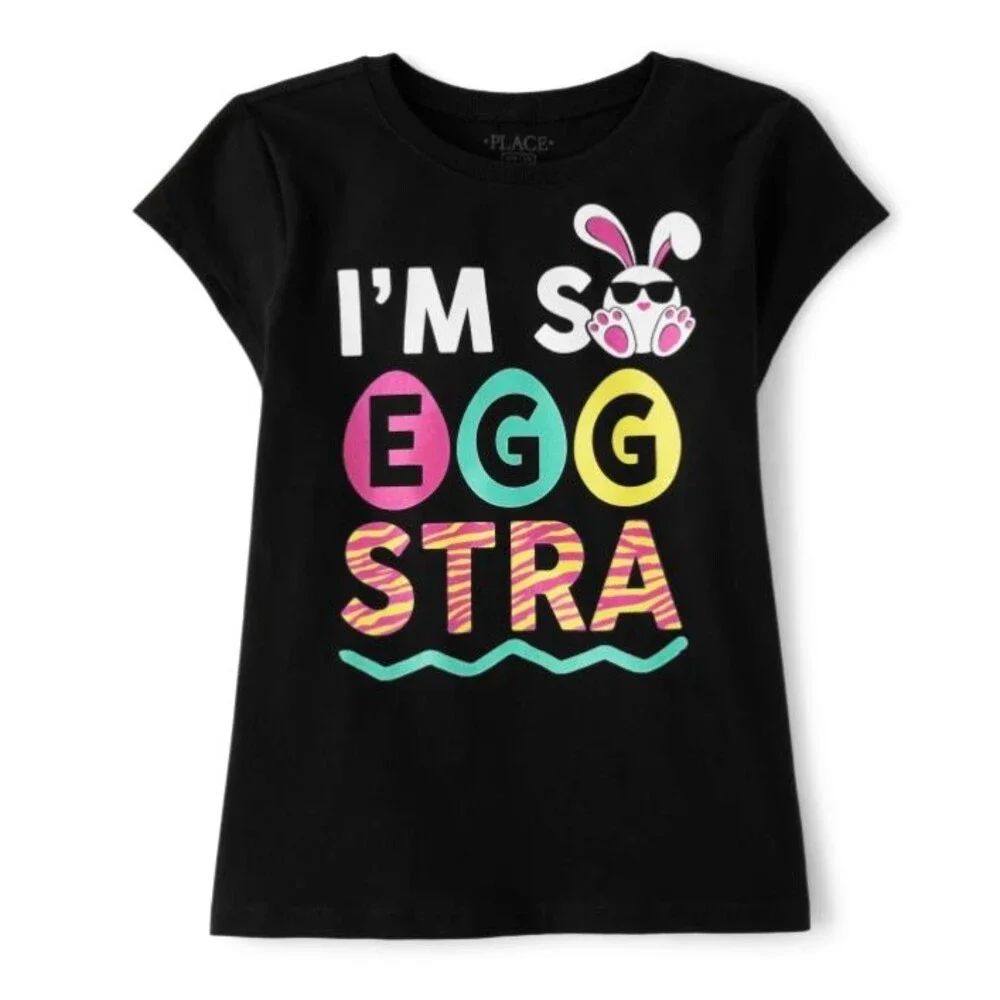 Girl's large 10/12 Tee I'm So Eggstra Childrens Place Short sleeve crew neck New
